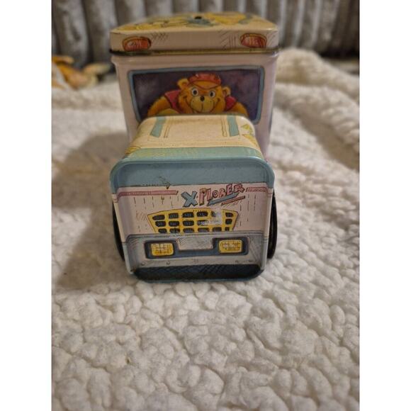 Vintage Tin Truck Bank Bear Canister Rolling Wheels 1990 - Picture 3 of 6